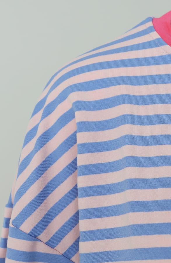 Oversized Gestreepte Katoenen Top Light Blue Pink – shirts & tops — foto 4