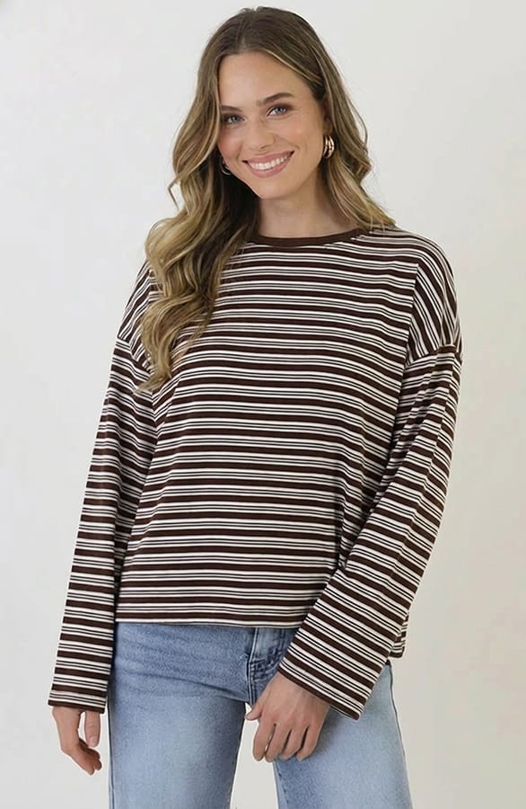 Oversized Gestreepte Katoenen Top Multi Choco – shirts & tops — foto 5