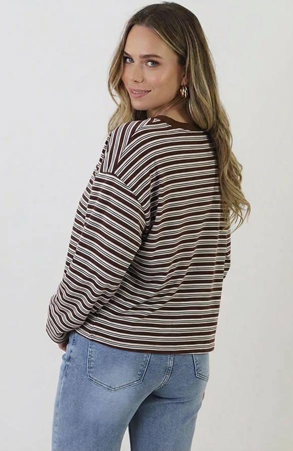 Oversized Gestreepte Katoenen Top Multi Choco – shirts & tops — foto 3