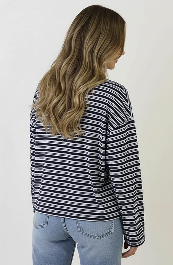 Oversized Gestreepte Katoenen Top Multi Navy – shirts & tops — foto 8