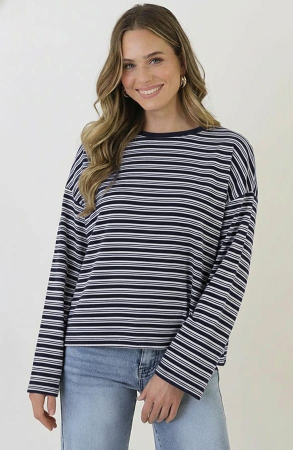 Oversized Gestreepte Katoenen Top Multi Navy – shirts & tops — foto 6