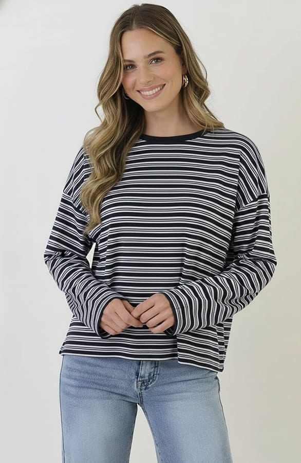 Oversized Gestreepte Katoenen Top Multi Zwart – shirts & tops — foto 5