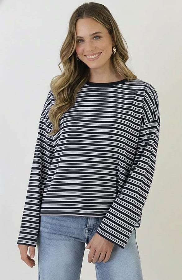 Oversized Gestreepte Katoenen Top Multi Zwart – shirts & tops — foto 2