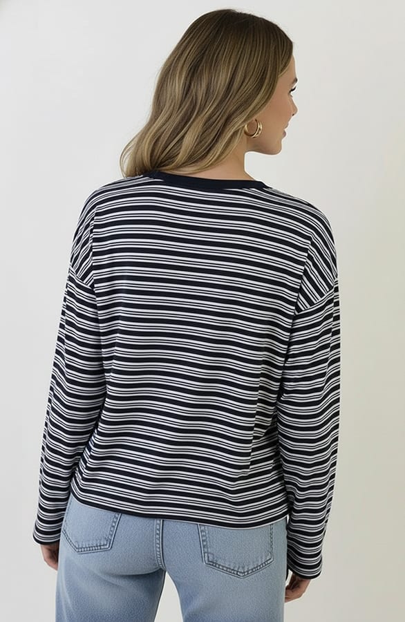 Oversized Gestreepte Katoenen Top Multi Zwart – shirts & tops — foto 3