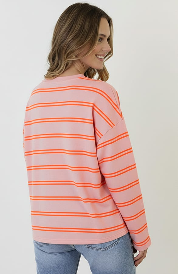 Oversized Gestreepte Katoenen Top Neon Oranje – shirts & tops — foto 3