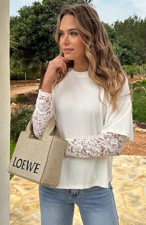 Oversized T-shirt Kanten Mouw  Ecru – shirts & tops — foto 5