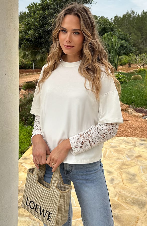 Oversized T-shirt Kanten Mouw  Ecru – shirts & tops — foto 7