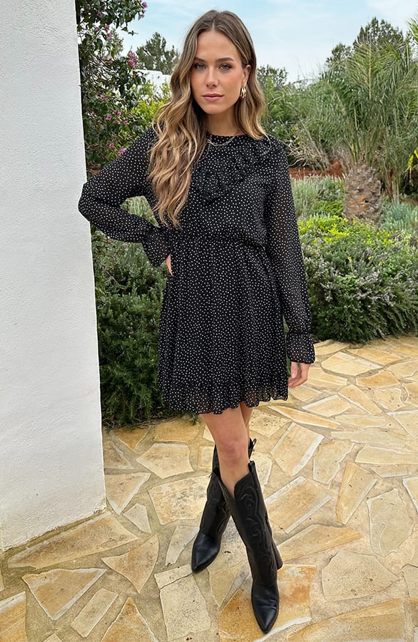 Polkadot Jurk Met Ruffles Zwart – alle jurkjes — foto 5