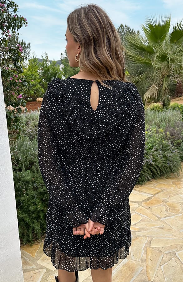 Polkadot Jurk Met Ruffles Zwart – alle jurkjes — foto 4