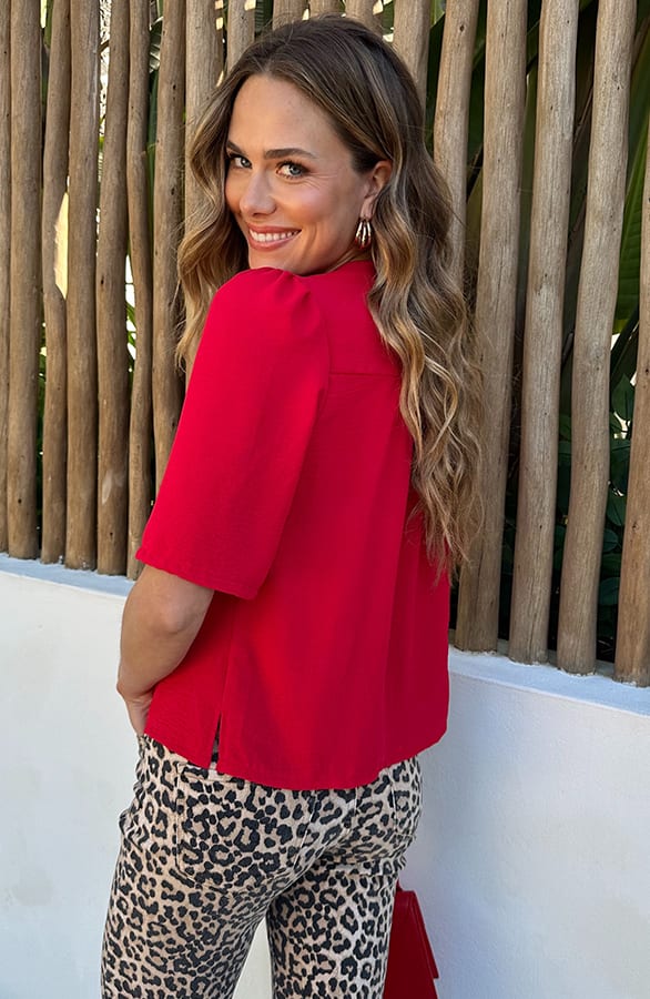 Poppy V-Neck Top Rood – shirts & tops — foto 4