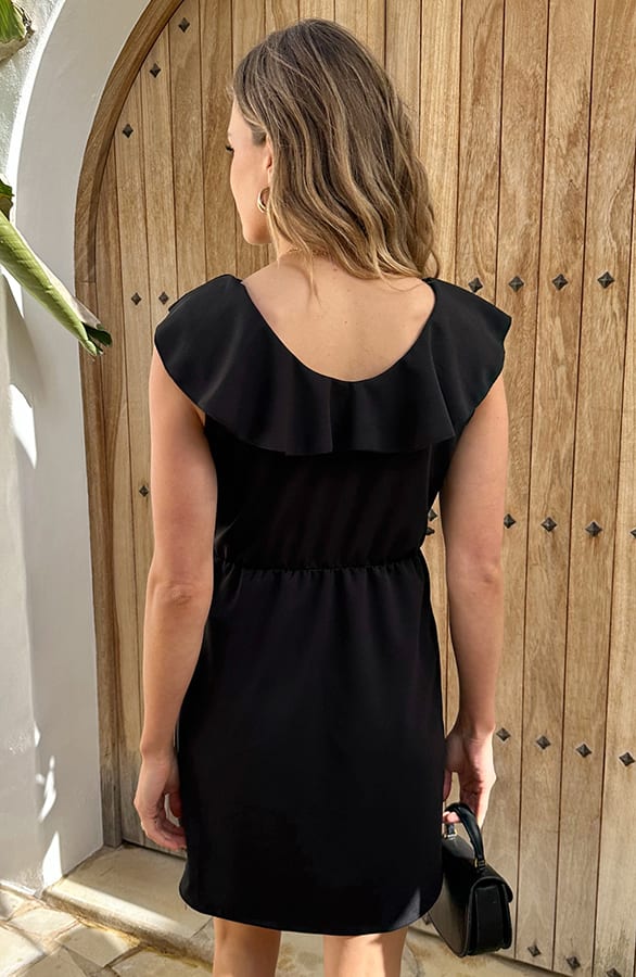 Scuba Ruffle Dress Zwart – alle jurkjes — foto 3