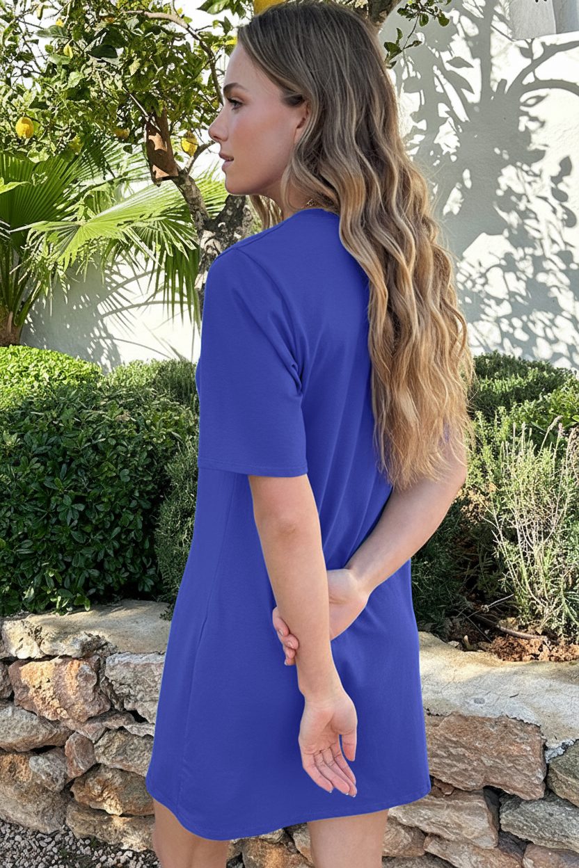 Slim Fit Tee Dress Kobalt – alle jurkjes — foto 3