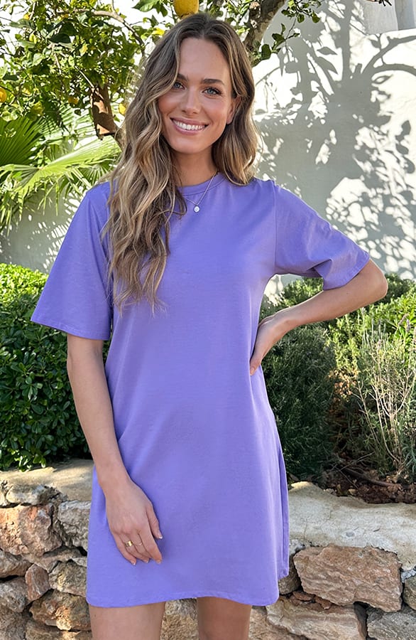 Slim Fit Tee Dress Lila – alle jurkjes — foto 6
