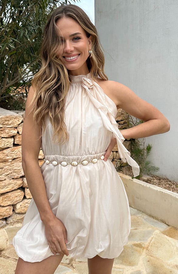 Soft Halter Dress Beige