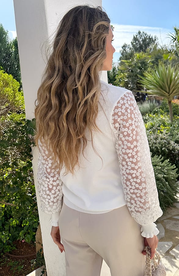 Soft Knit Embroidery Sleeve Sweater – truien — foto 3