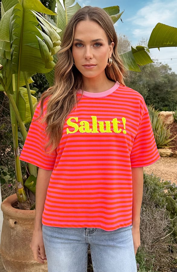 Striped Salut T-Shirt Neon Oranje – shirts & tops — foto 6