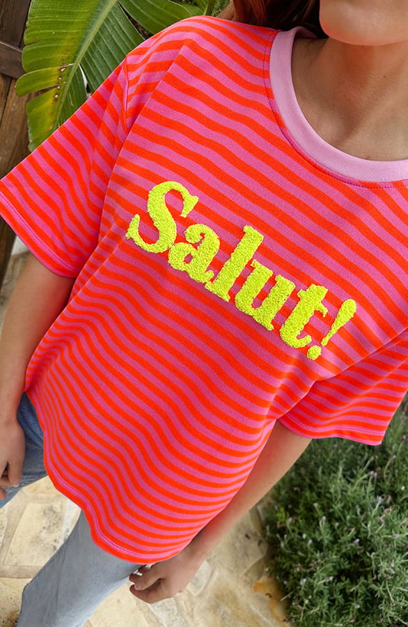 Striped Salut T-Shirt Neon Oranje – shirts & tops — foto 5