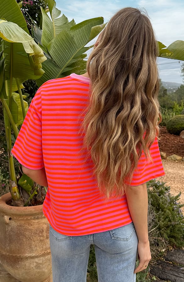 Striped Salut T-Shirt Neon Oranje – shirts & tops — foto 4