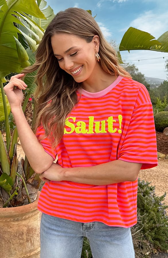 Striped Salut T-Shirt Neon Oranje – shirts & tops — foto 3