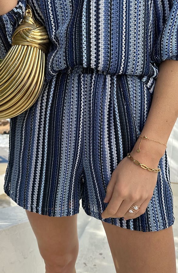 Striped Short Navy