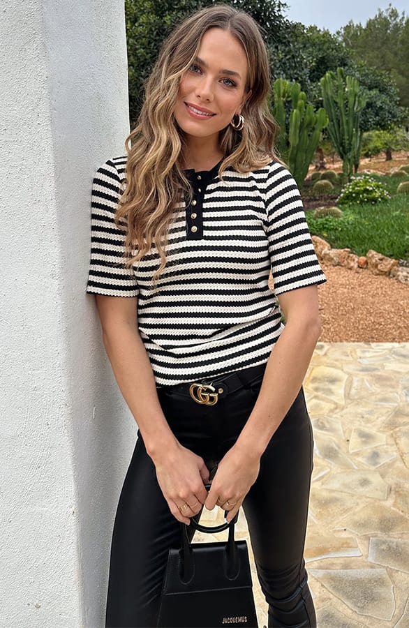 Striped Stretch Gold Button Top – shirts & tops — foto 6