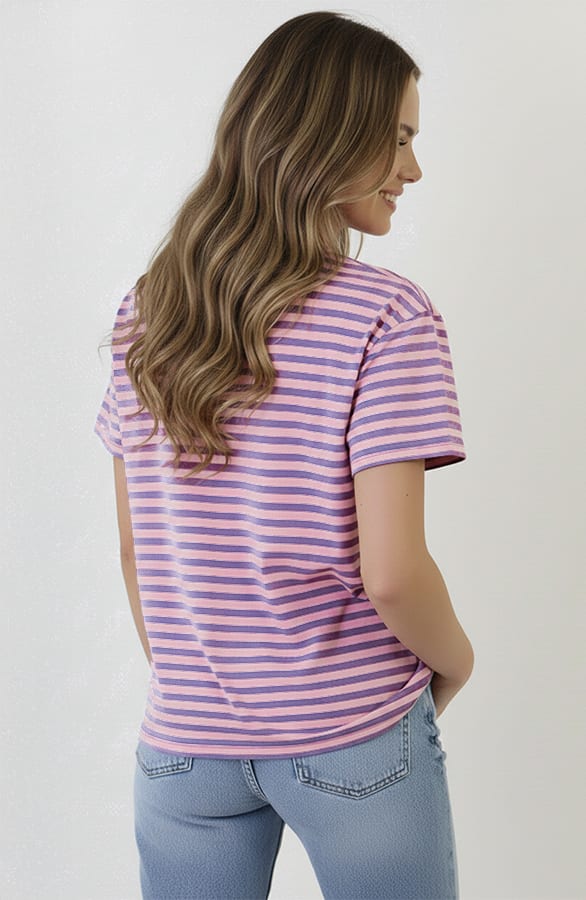 Striped T-Shirt Cotton Lila Roze – shirts & tops — foto 3