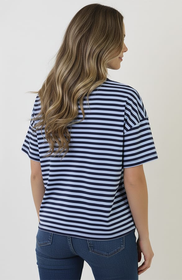 Striped T-Shirt Cotton Navy Baby Blue – shirts & tops — foto 3