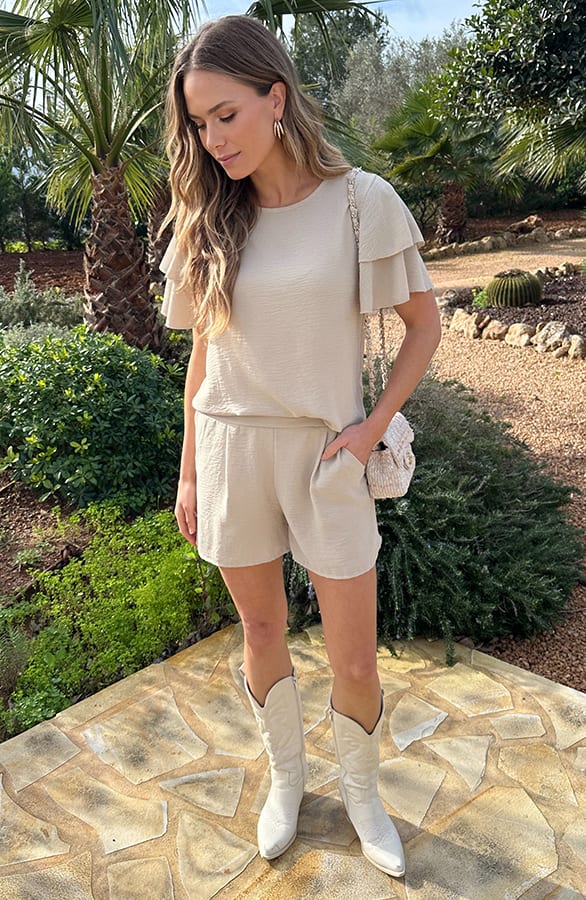 Top Met Ruffle Mouw Lilly Beige – shirts & tops — foto 4