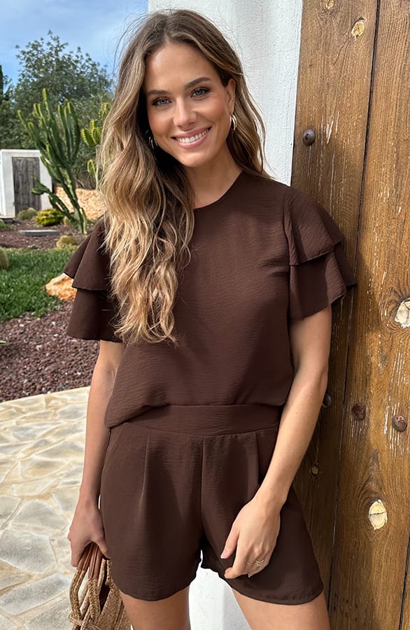 Top Met Ruffle Mouw Lilly Choco – shirts & tops — foto 7