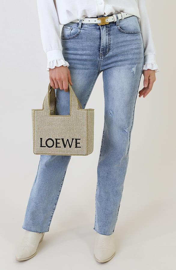 Wide Leg Jeans Dez Mid Blue Damaged