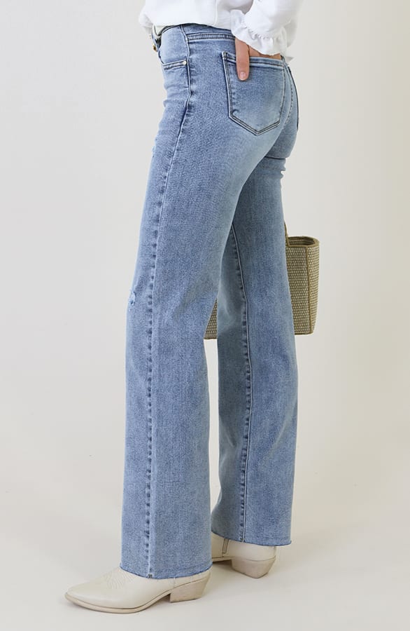 Wide Leg Jeans Dez Mid Blue Damaged – flared broeken — foto 2