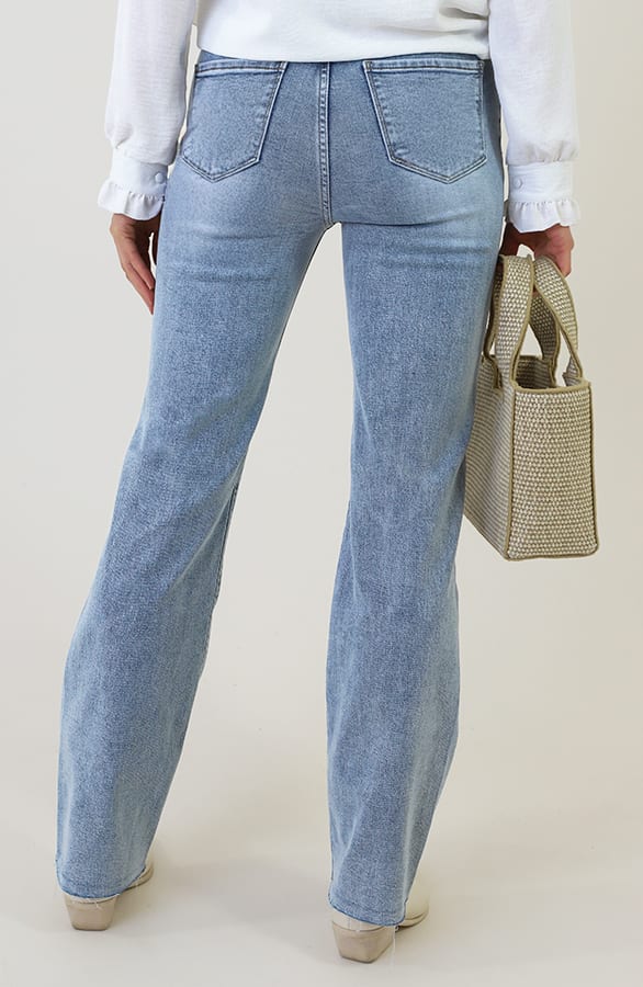 Wide Leg Jeans Dez Mid Blue Damaged – flared broeken — foto 4