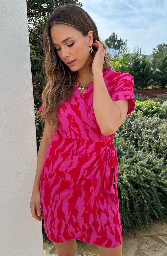 Wrap Jurk Fenna Zebra Fuchsia – alle jurkjes — foto 7