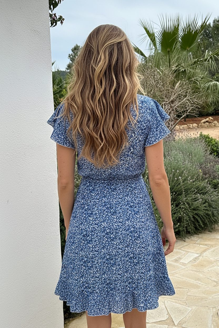 Wrap Midi Dress Floral Print Blue – alle jurkjes — foto 3