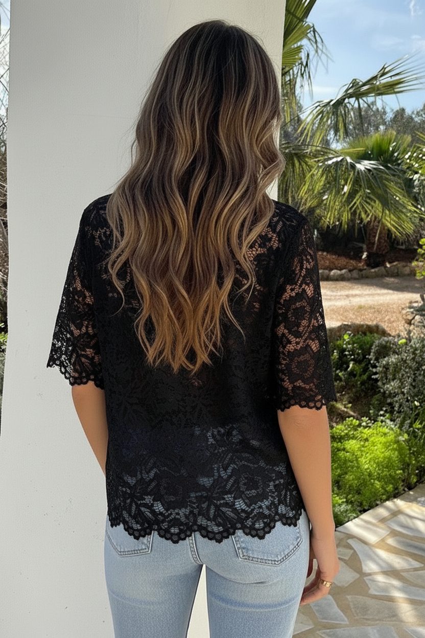 All Over Kanten Top Zwart – shirts & tops — foto 3