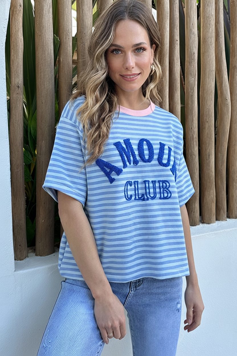 Amour Club Oversized Shirt Blauw