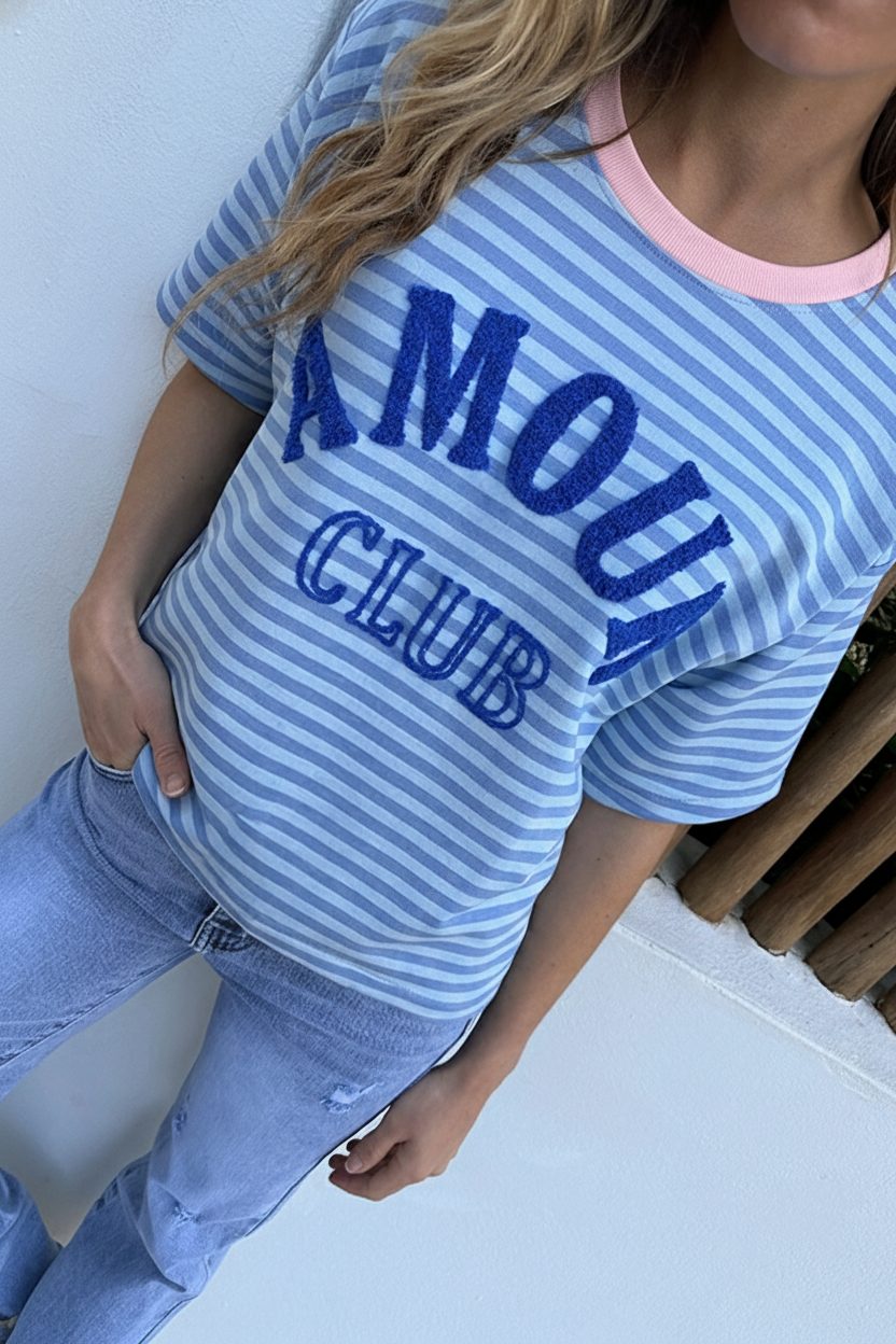 Amour Club Oversized Shirt Blauw – shirts & tops — foto 4