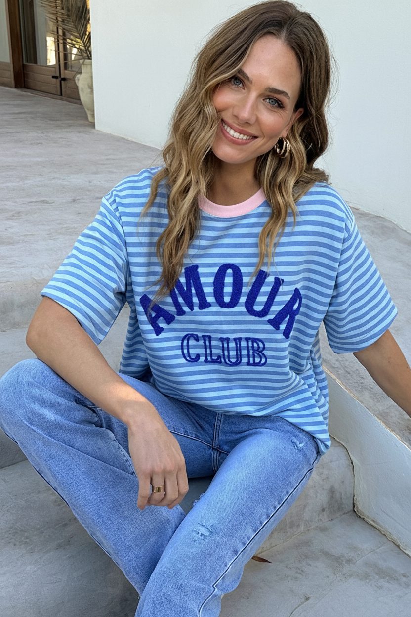 Amour Club Oversized Shirt Blauw – shirts & tops — foto 6
