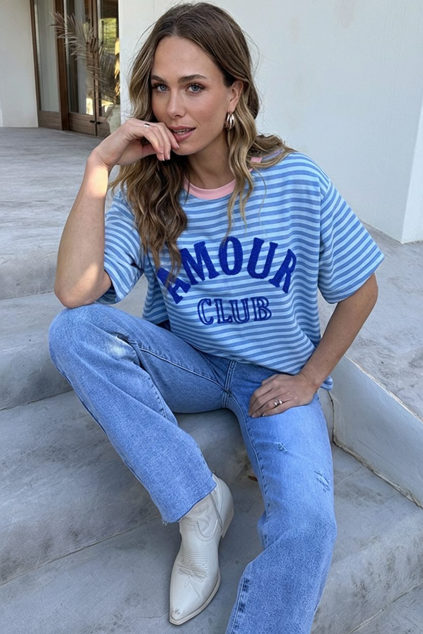 Amour Club Oversized Shirt Blauw – shirts & tops — foto 2