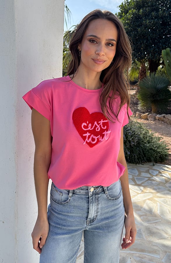 Amour Heart Tee Roze – shirts & tops — foto 3