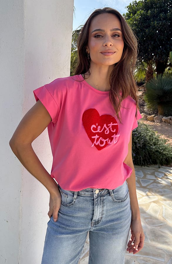 Amour Heart Tee Roze – shirts & tops — foto 2