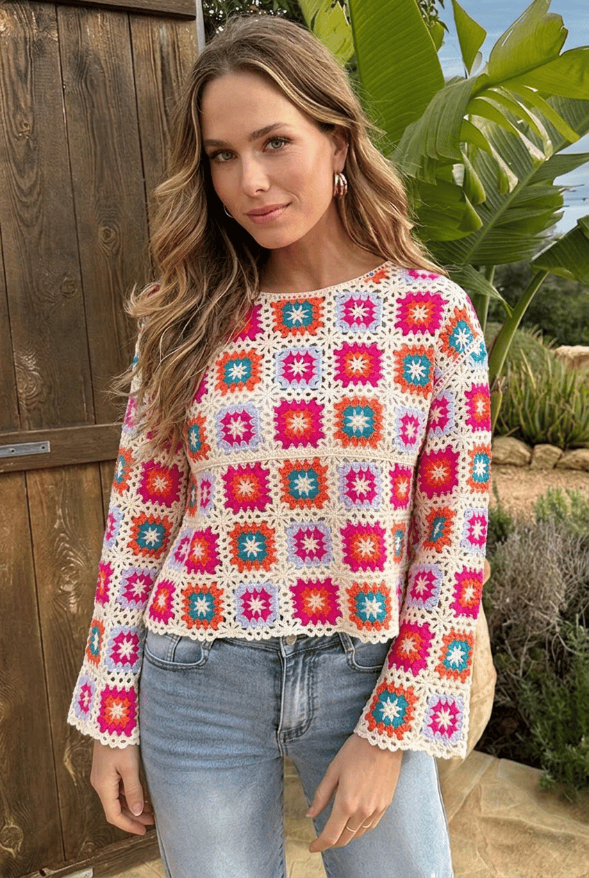 Boho Crochet Top Multicolor – shirts & tops — foto 6