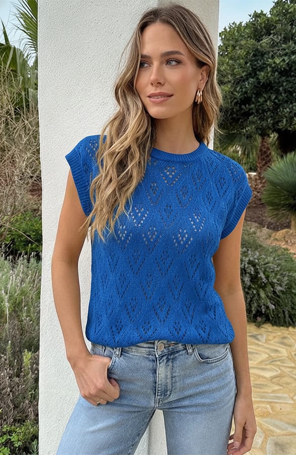 Boho Lurex Top Audrey Kobalt