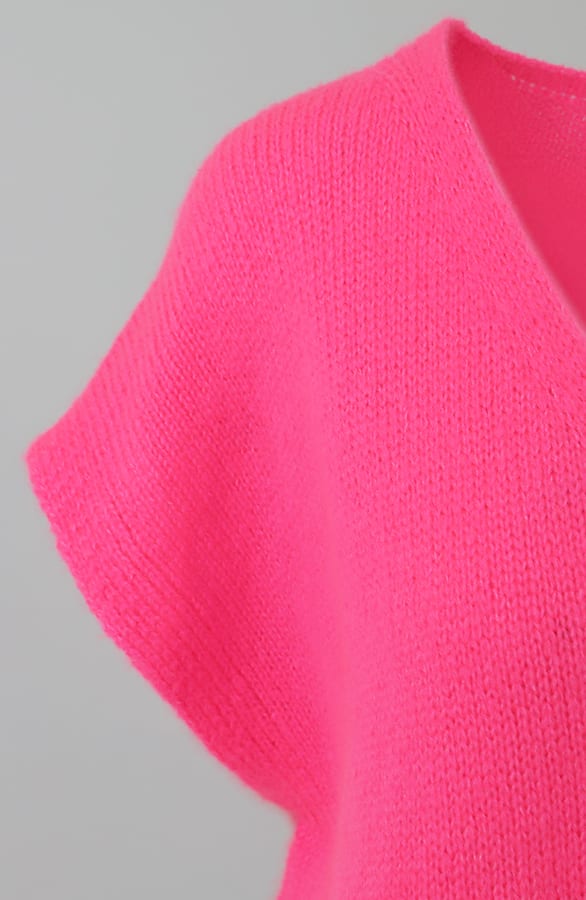 Knitted Button Cardigan Neon Fuchsia – vesten — foto 4