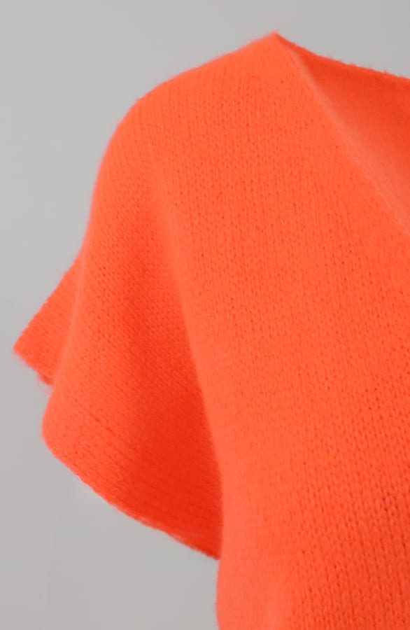 Knitted Button Cardigan Neon Oranje – vesten — foto 4
