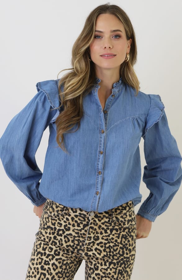 Casual Ruffle Blouse Denim – kleding — foto 5