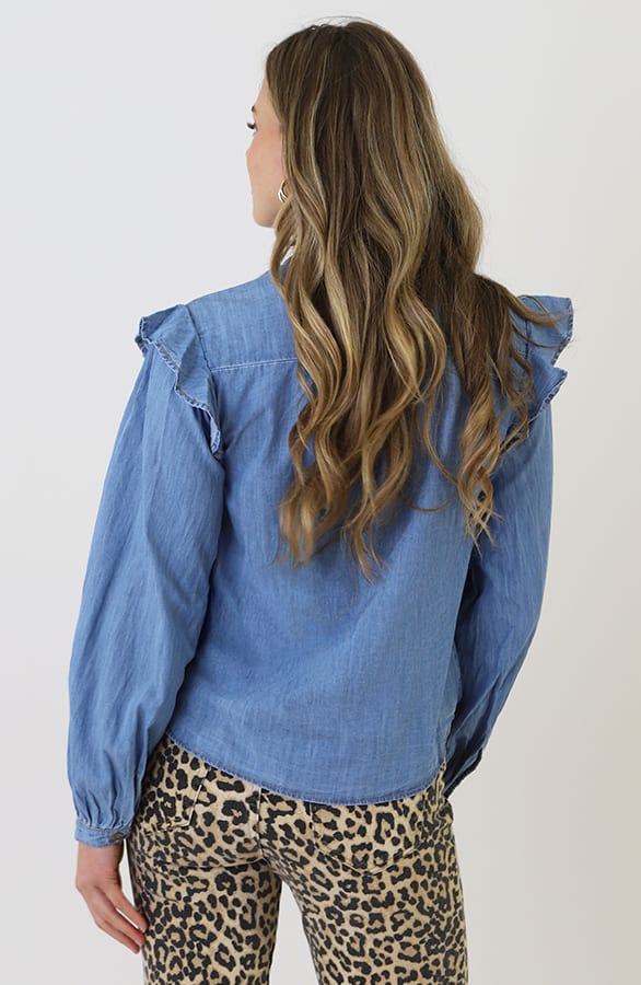 Casual Ruffle Blouse Denim – kleding — foto 3