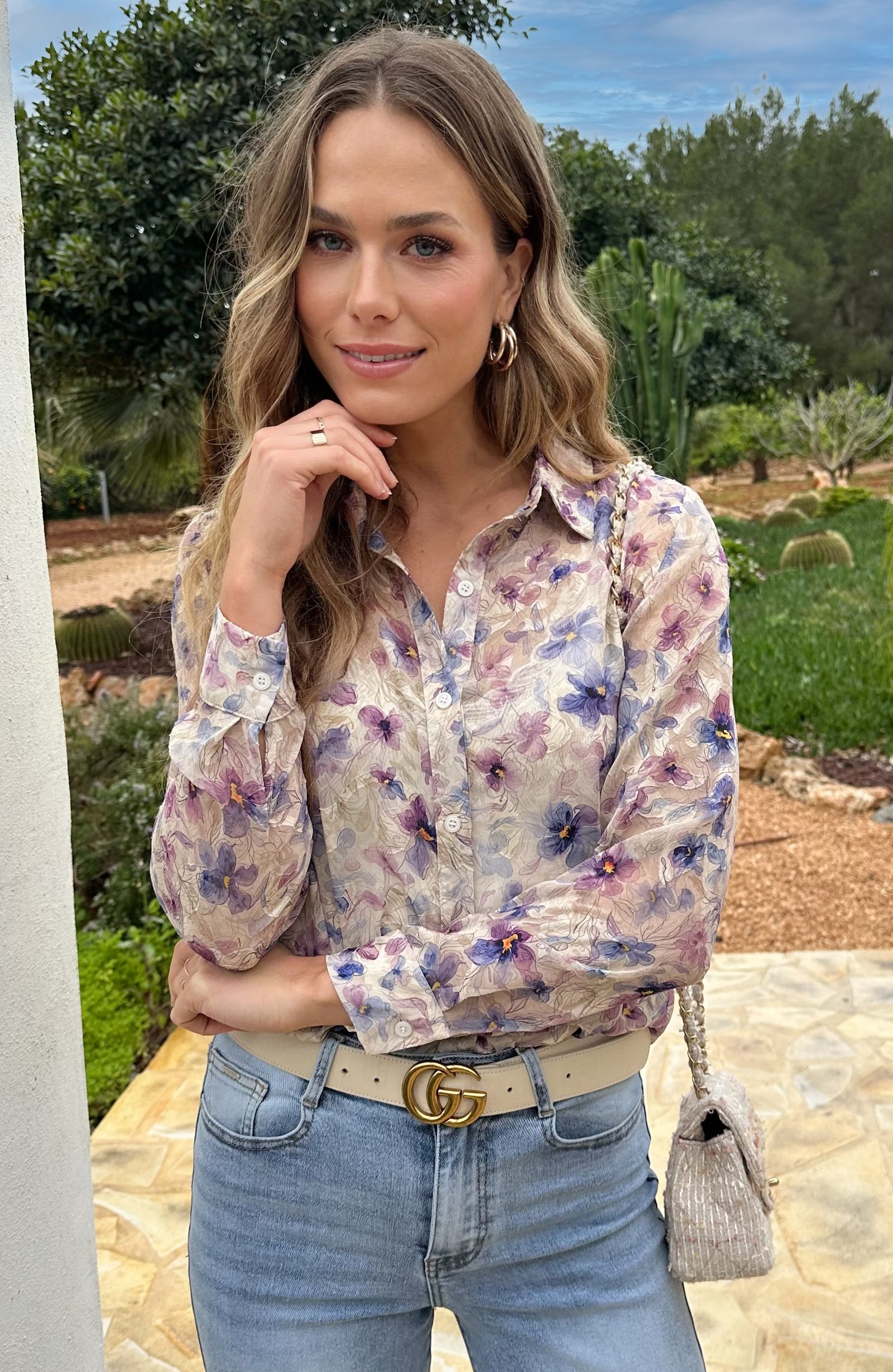 Chiffon Floral Print Blouse Beige – kleding — foto 2