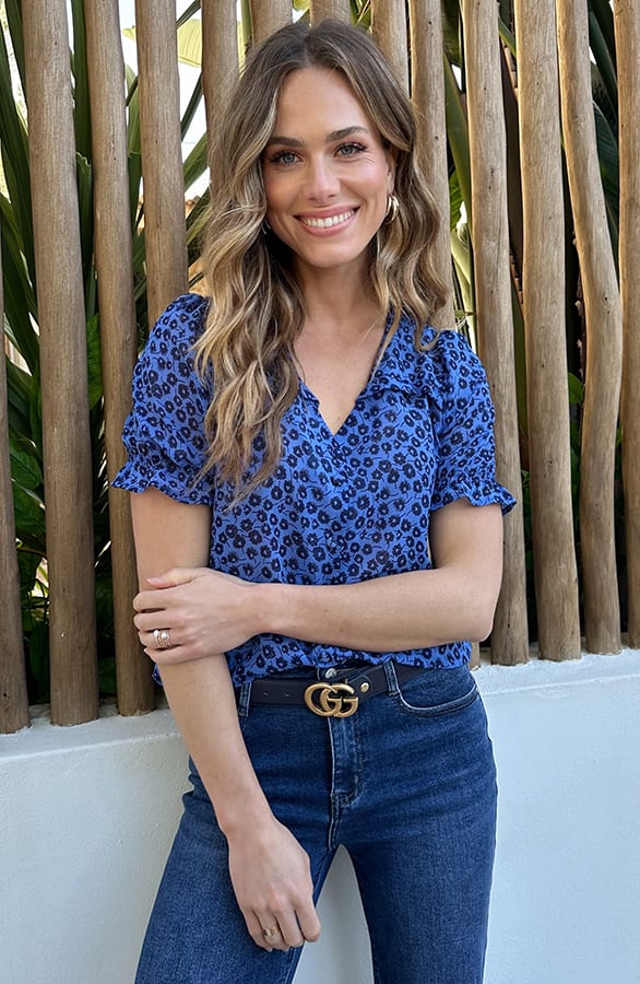 Chiffon Ruffle Puff Sleeve Top Blauw – shirts & tops — foto 4