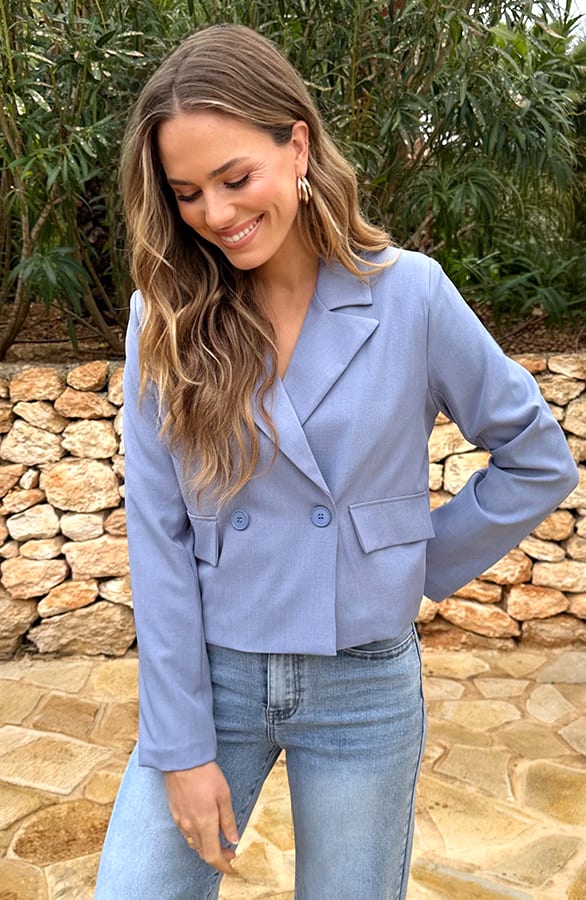 Classic Cropped Blazer Jeansblue – blazers — foto 4
